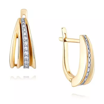 Серьги из красного золота 585 пробы с бриллиантом