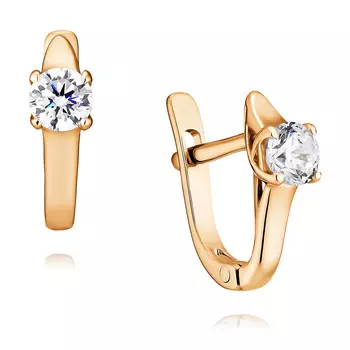 Серьги из красного золота 585 пробы с фианитом