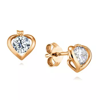 Серьги из красного золота 585 пробы с фианитом