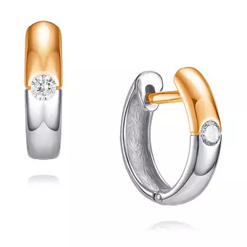 Серьги из красного золота 585 пробы с фианитом