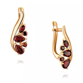 Серьги из красного золота 585 пробы с гранатом