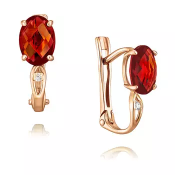 Серьги из красного золота 585 пробы с гранатом