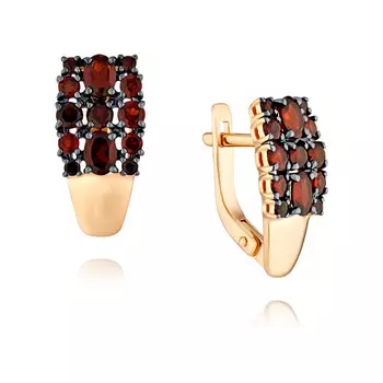 Серьги из красного золота 585 пробы с гранатом