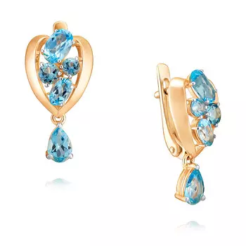 Серьги из красного золота 585 пробы с топазом