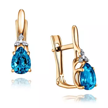 Серьги из красного золота 585 пробы с топазом