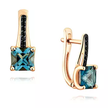 Серьги из красного золота 585 пробы с топазом Лондон