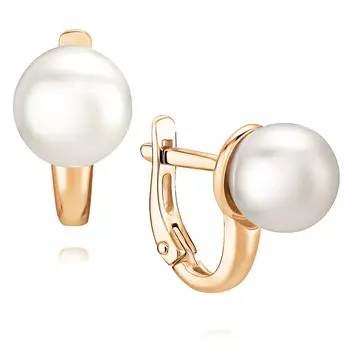 Серьги из красного золота 585 пробы с жемчугом