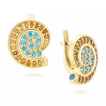 Серьги из желтого золота 585 пробы с топазом, цитрином