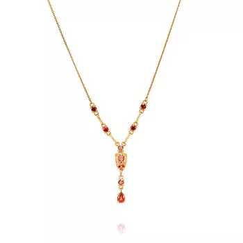 Шейное украшение из красного золота 585 пробы с гранатом