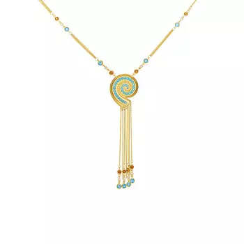 Шейное украшение из желтого золота 585 пробы с бриллиантом, топазом, цитрином