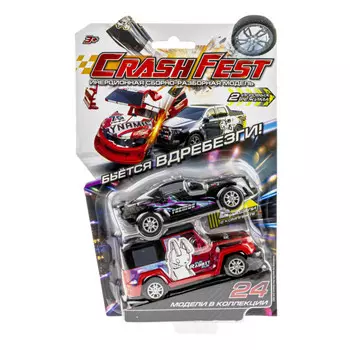 1 Toy Набор из 2 машинок CrashFest инерционные Volcano/Run Rabbit 2 в 1