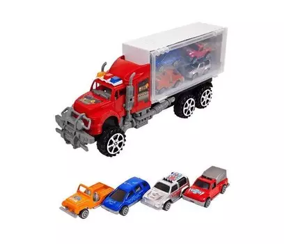 ABtoys Автовоз с четырьмя легковыми машинками