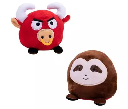 ABtoys Мягкая игрушка Перевертыши Бычок/Ленивец