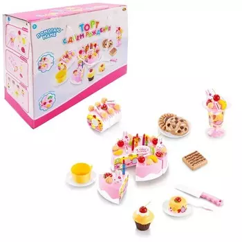 ABtoys Помогаю маме Торт фруктовый клубничный с аксессуарами (75 предметов)