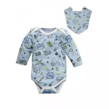 AmaroBaby Боди длинный рукав с нагрудником Комиксы