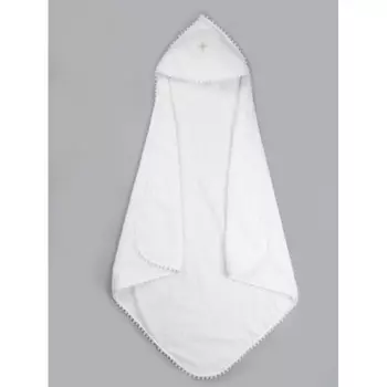 AmaroBaby Полотенце крестильное с уголком Little Angel Dream с кружевом silver 90х90