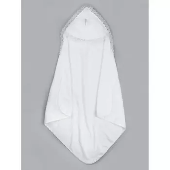AmaroBaby Полотенце крестильное с уголком Little Angel Hugs с кружевом silver 90х90