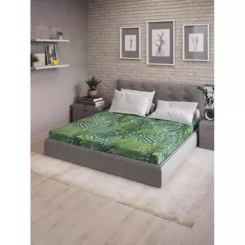 Ambesonne Натяжная простыня на двуспальную кровать Тропические листья 200х160 см