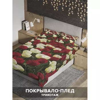 Ambesonne Покрывало Красочные тюльпаны 220x160 и две наволочки 70х50