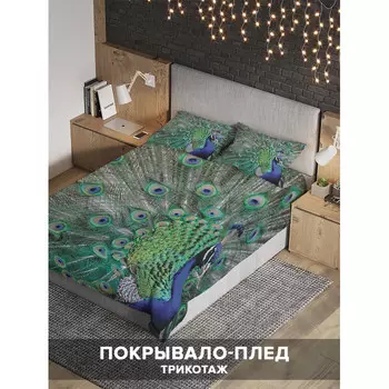 Ambesonne Покрывало на 2-спальную кровать Превосходство павлина 235х220 и две наволочки 70x50