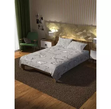 Ambesonne Покрывало стеганое Кошачья нежность 235x220 и две наволочки 70х50