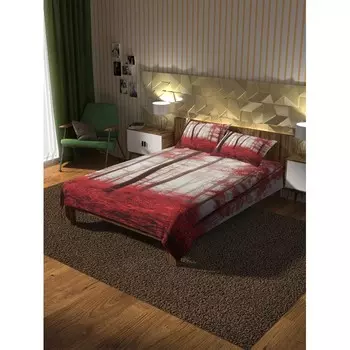 Ambesonne Покрывало стеганое Кровавый лес 235x220 и две наволочки 70х50