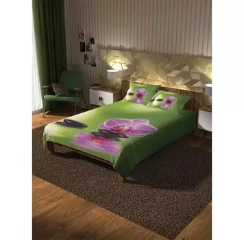 Ambesonne Покрывало стеганое Плывущие камни 235x220 и две наволочки 70х50