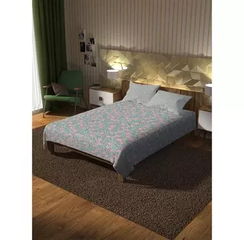 Ambesonne Покрывало стеганое Поляна розовых роз 235x220 и две наволочки 70х50