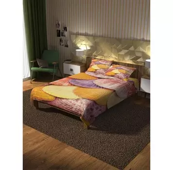Ambesonne Покрывало стеганое Поверхность из ракушек 235x220 и две наволочки 70х50