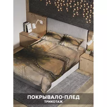 Ambesonne Покрывало Заколдованный мост в лесу 220x160 и две наволочки 70х50