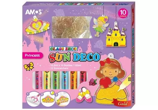 Amos Набор витражных красок Принцессы: 10 цветов, 12 витражей