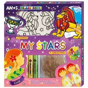 Amos Набор витражных красок Зодиак+: 6 цветов, 6 витражей, наклейки