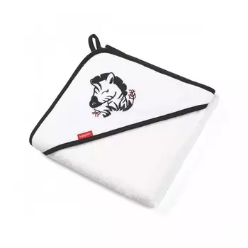 BabyOno Полотенце махровое бамбуковое с пояском для безопасности Зебра 85х85