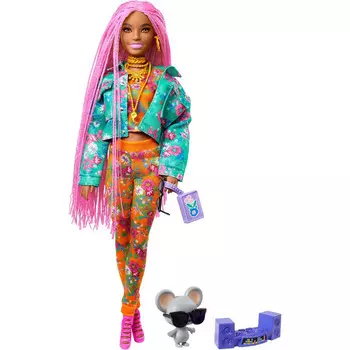 Barbie Кукла Экстра с розовыми косичками