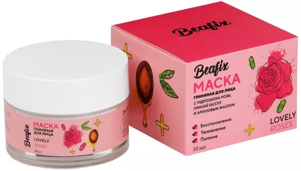 Beafix Маска для лица Lovely Roses глиняная восстановление, увлажнение, питание 50 мл