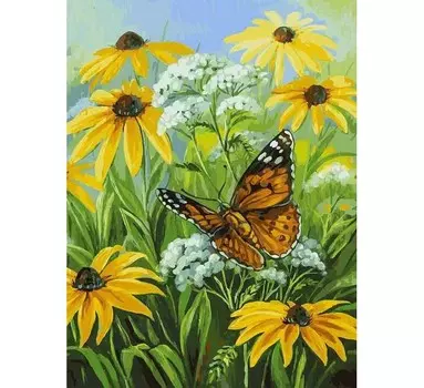 Белоснежка Картина по номерам на холсте Цветочная поляна 40х30 см