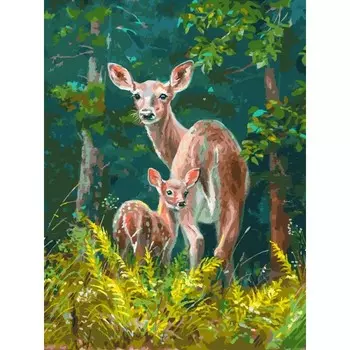 Белоснежка Картина по номерам на холсте Пятнистые олени 40х30 см