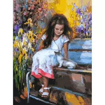 Белоснежка Картина по номерам на холсте Знакомство в саду 40х30 см