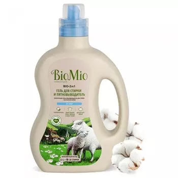 BioMio Экологичный гель и пятновыводитель для стирки белья Без запаха 2 в 1 1500 мл