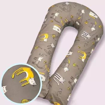 БиоСон Подушка холоффайбер U Коты 340х35 (поплин)