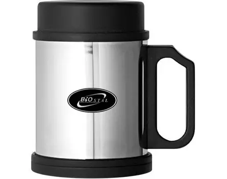 Biostal Кружка с пластиковой ручкой и крышкой 0,33 л