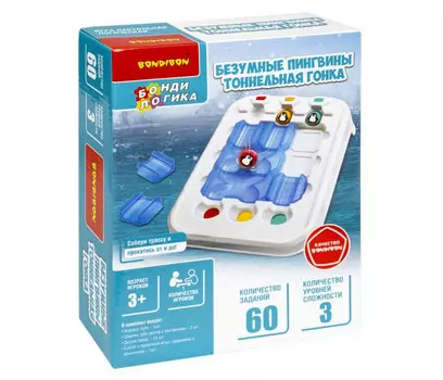 Bondibon Логическая игра Безумные Пингвины Тоннельная Гонка