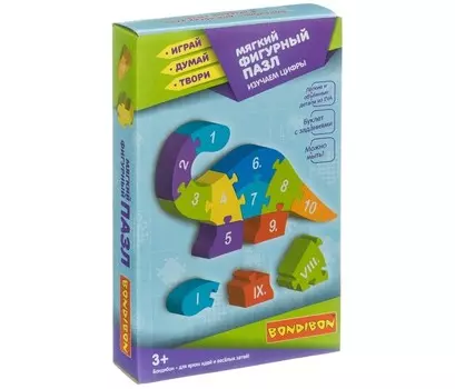Bondibon Мягкий фигурный пазл Динозаврик Изучаем цифры