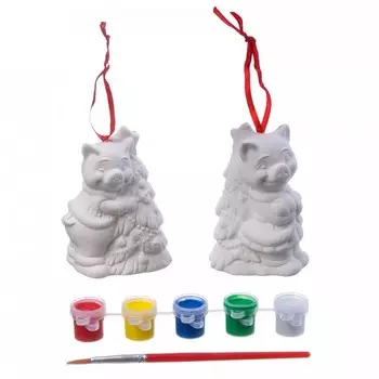 Bondibon Набор для творчества Ёлочные украшения Свиньи с ёлочкой 2 шт.