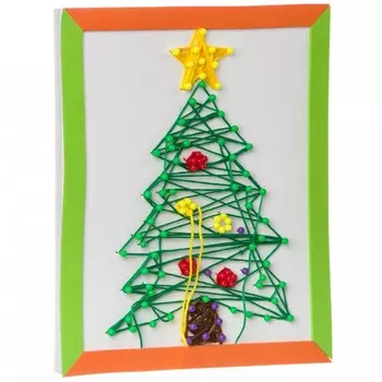 Bondibon Набор для творчества Картина из ниток Новогодняя Ёлочка