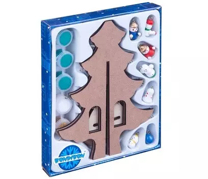 Bondibon Набор для творчества Новогодняя ёлочка-раскраска с игрушками 23 см