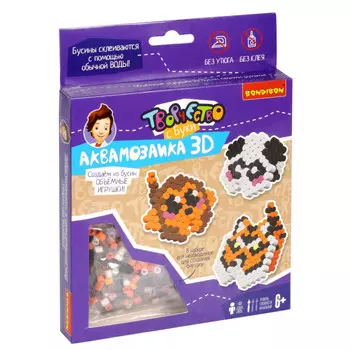 Bondibon Набор для творчества Творчество с Луки Аквамозаика 3D Обезьянка, тигр и панда