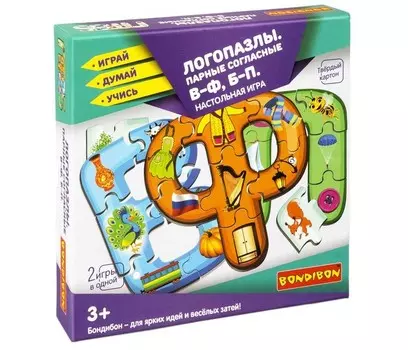 Bondibon Настольная игра Логопазлы Парные согласные В-Ф Б-П 2 в 1