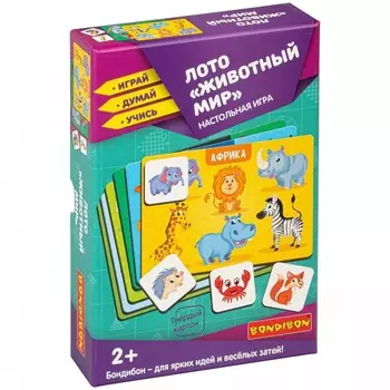 Bondibon Настольная игра лото Животный мир