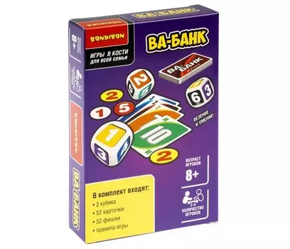Bondibon Настольная игра в кости Ва-банк с карточками и фишками